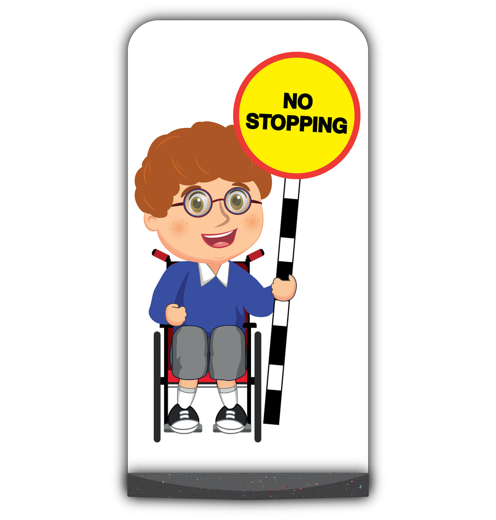 School Kid Flat Panel Pavement Sign – Ben – No Stopping – Blue Uniform