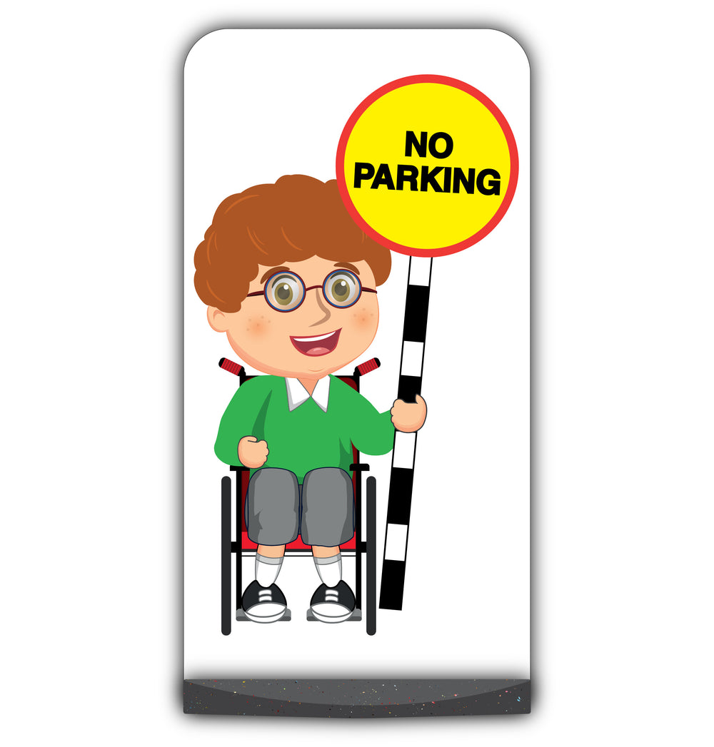 School Kid Flat Panel Pavement Sign – Ben – No Parking – Green Uniform