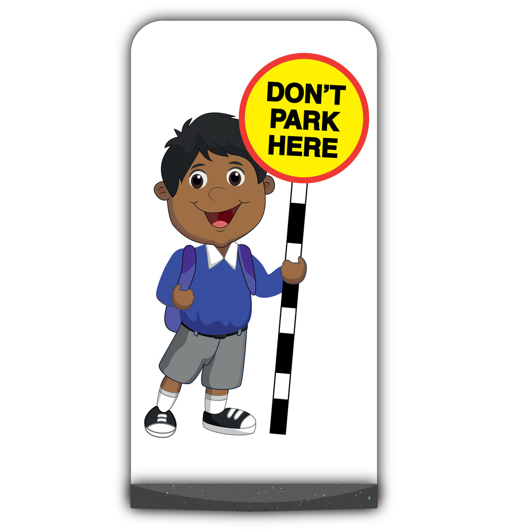 School Kid Flat Panel Pavement Sign – Kamal – Don’t Park Here – Blue Uniform