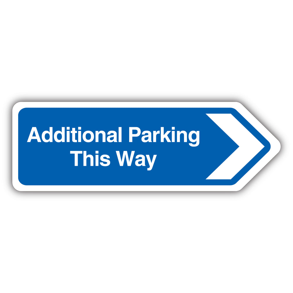 Additional Parking This Way Arrow Right – Blue – Shaped Sign