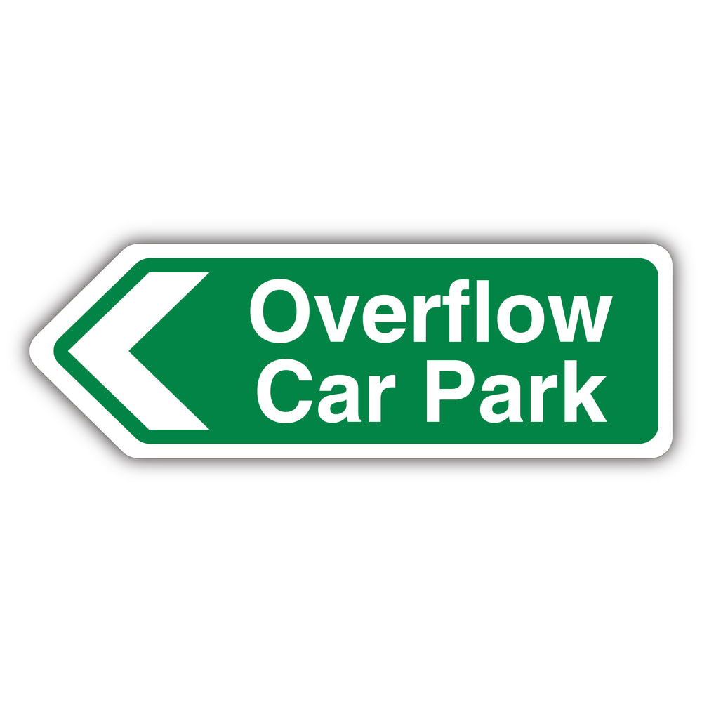 Overflow Car Park Arrow Left – Green – Shaped Sign