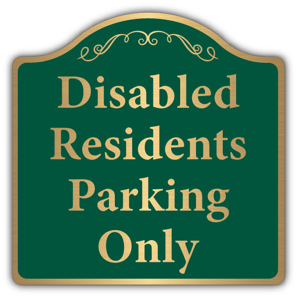 Disabled Residents Parking Only – Brushed Gold Prestige Sign