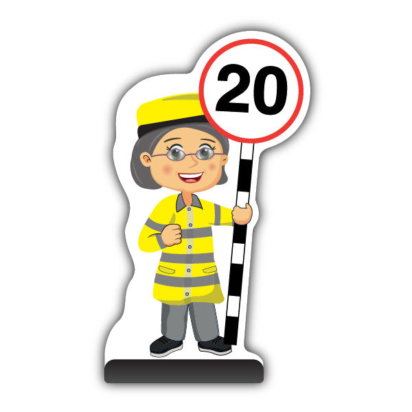 Lollipop Person Cut Out Pavement Sign – Lisa – 20 mph