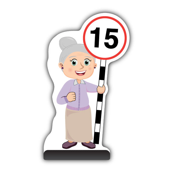 Senior Citizen Cut Out Pavement Sign – Joan – 15 mph