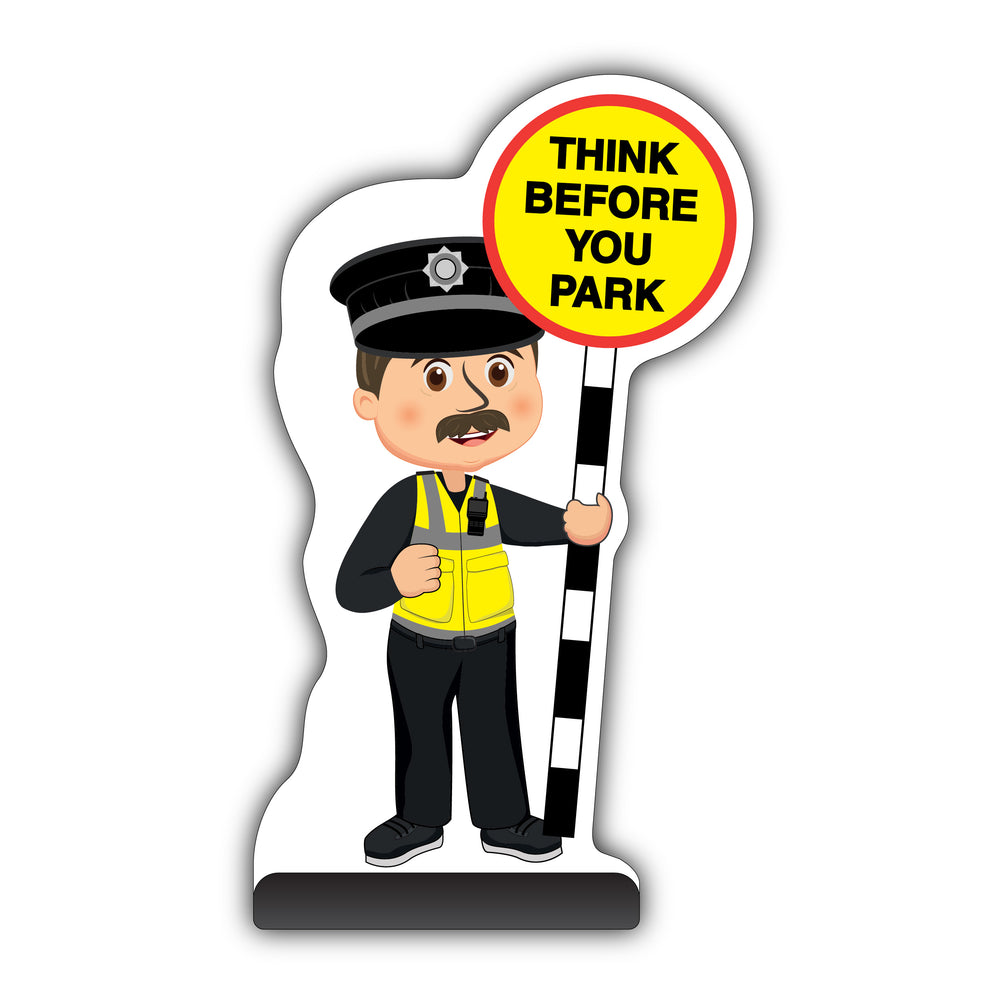 Police Officer Cut Out Pavement Sign – PC Williams – Think Before You Park