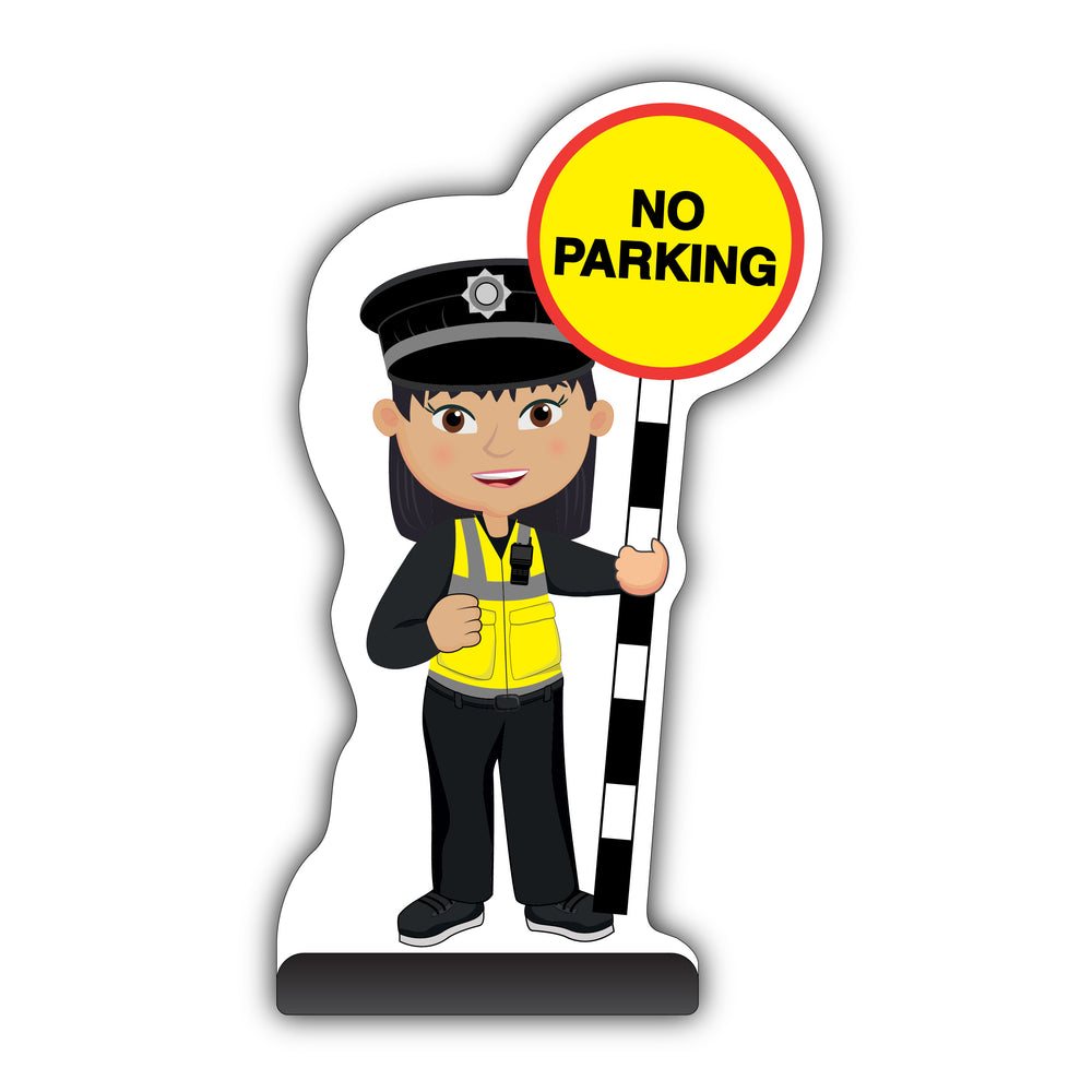 Police Officer Cut Out Pavement Sign – PC Lin – No Parking