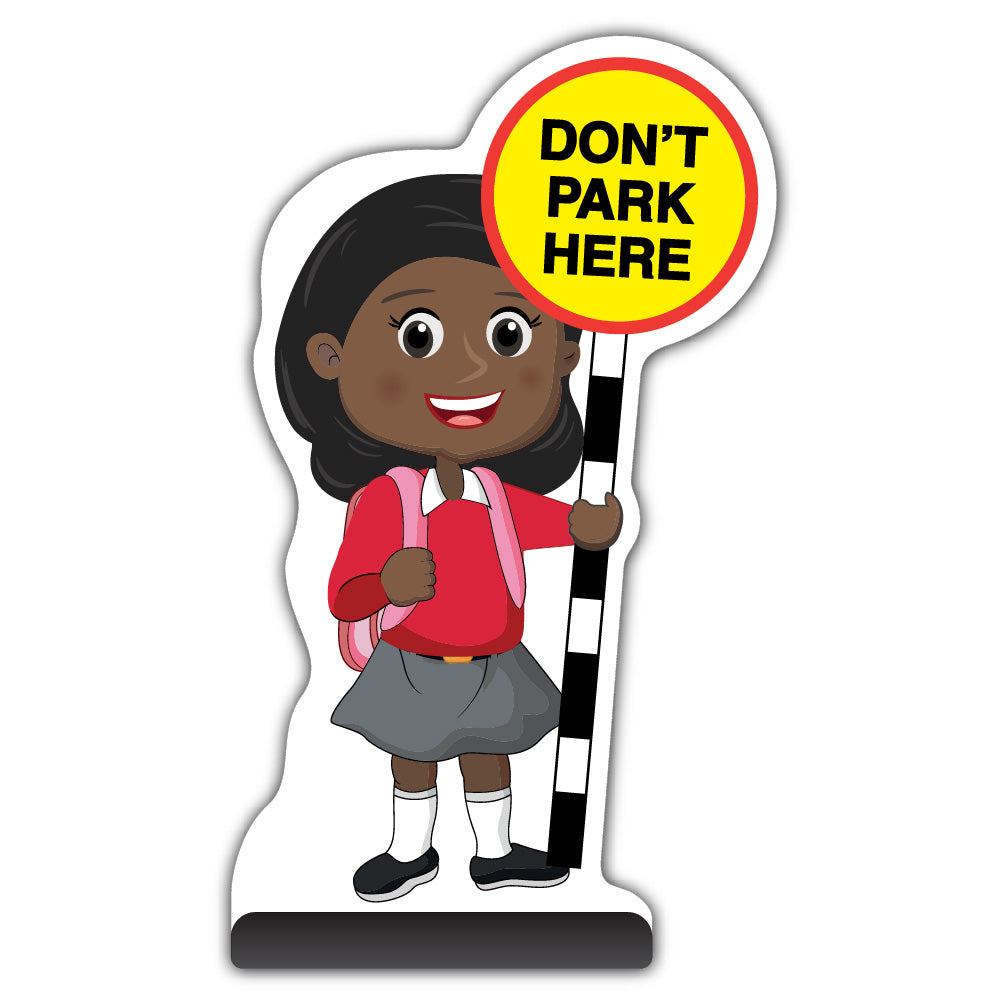 School Kid Cut Out Pavement Sign – Naomi – Don’t Park Here – Red Uniform