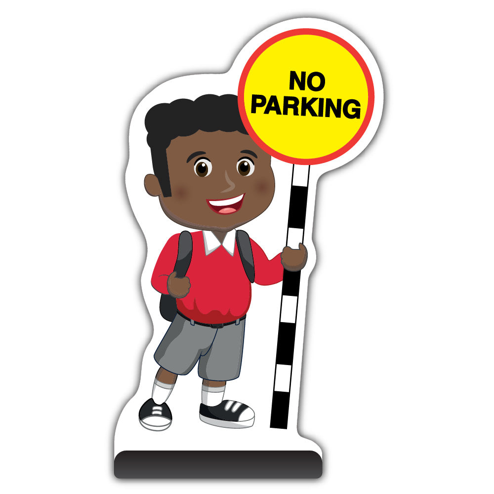 School Kid Cut Out Pavement Sign – Toby – No Parking – Red Uniform