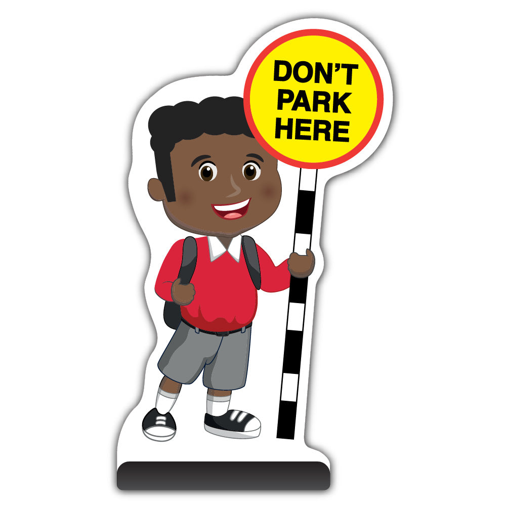 School Kid Cut Out Pavement Sign – Toby – Don’t Park Here – Red Uniform