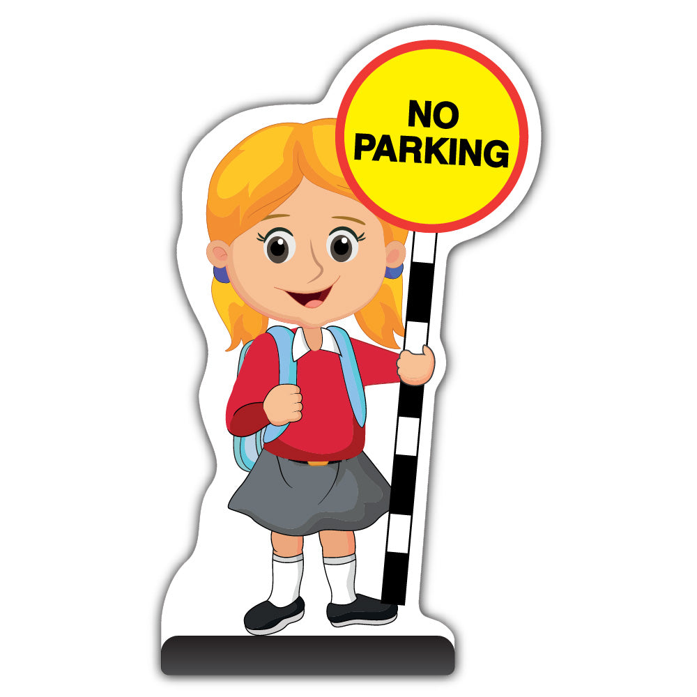 School Kid Cut Out Pavement Sign – Jess – No Parking – Red Uniform
