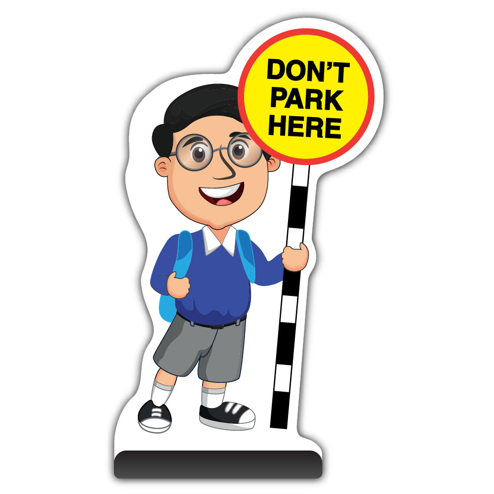 School Kid Cut Out Pavement Sign – Liam – Don’t Park Here – Blue Uniform