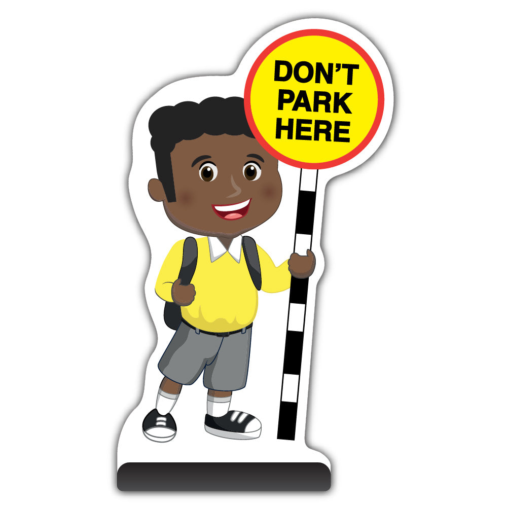 School Kid Cut Out Pavement Sign – Toby – Don’t Park Here – Yellow Uniform
