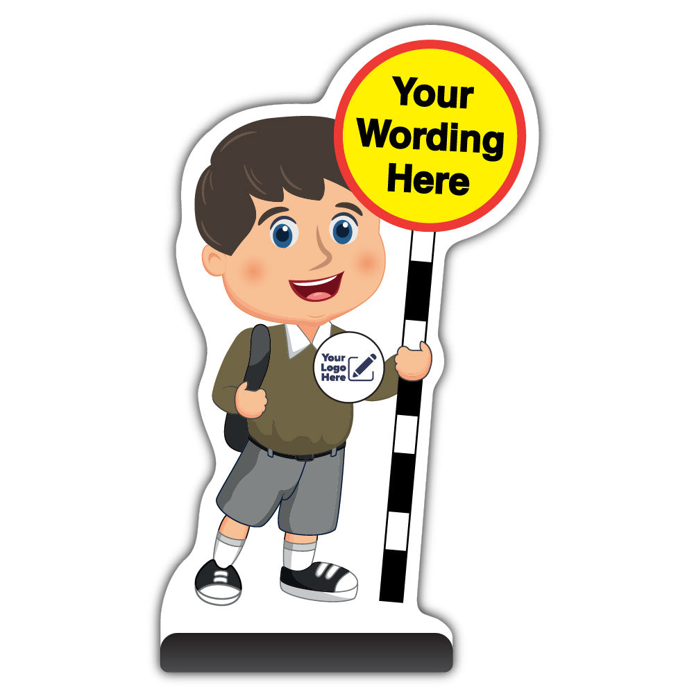 Custom Kid Cut Out Pavement Sign – Charlie – Brown Uniform – Add Your Logo