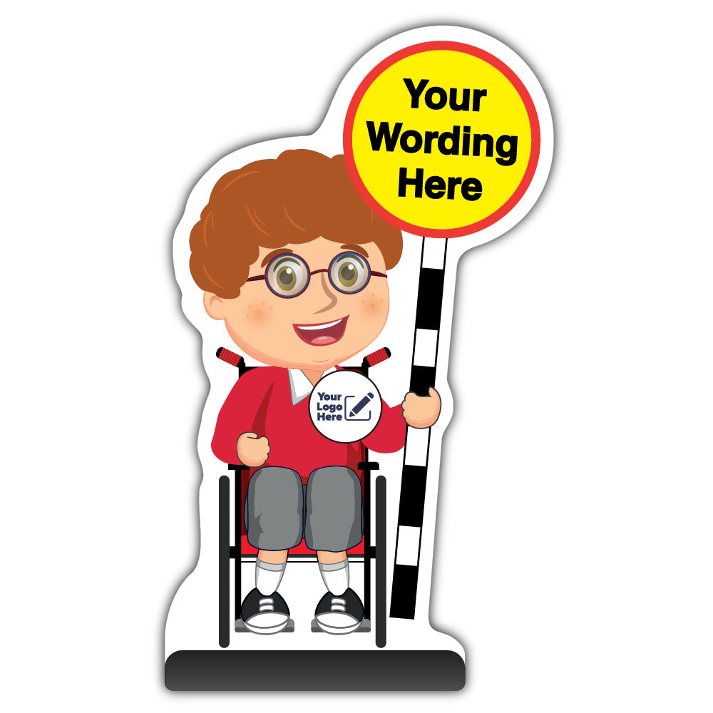 Custom Kid Cut Out Pavement Sign – Ben – Red Uniform – Add Your Logo