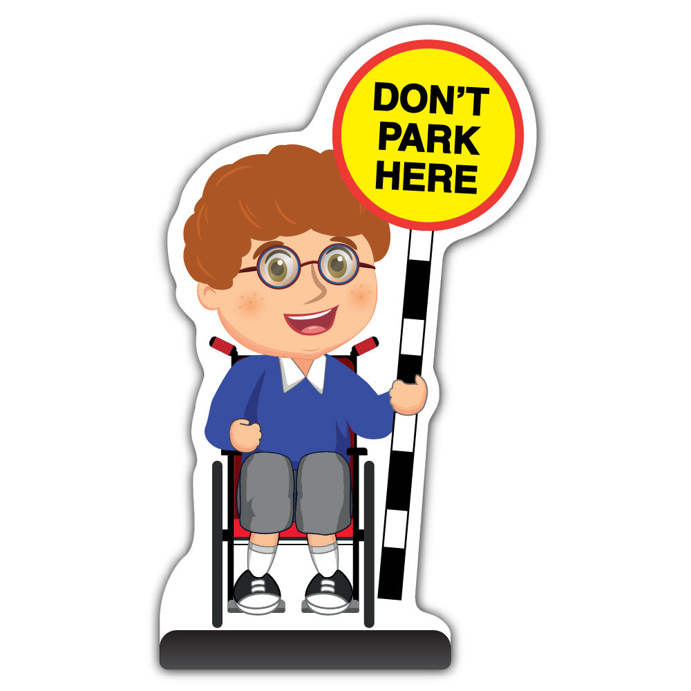 School Kid Cut Out Pavement Sign – Ben – Don’t Park Here – Blue Uniform