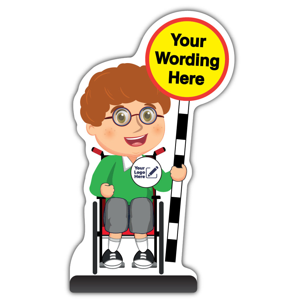 Custom Kid Cut Out Pavement Sign – Ben – Green Uniform – Add Your Logo