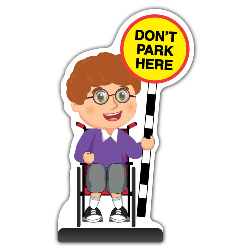 School Kid Cut Out Pavement Sign – Ben – Don’t Park Here – Purple Uniform