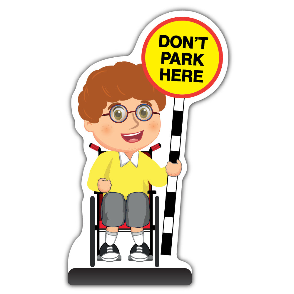 School Kid Cut Out Pavement Sign – Ben – Don’t Park Here – Yellow Uniform