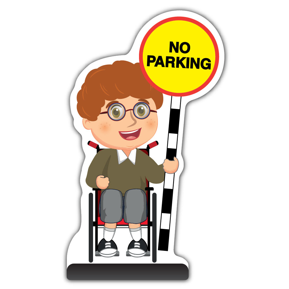 School Kid Cut Out Pavement Sign – Ben – No Parking – Brown Uniform