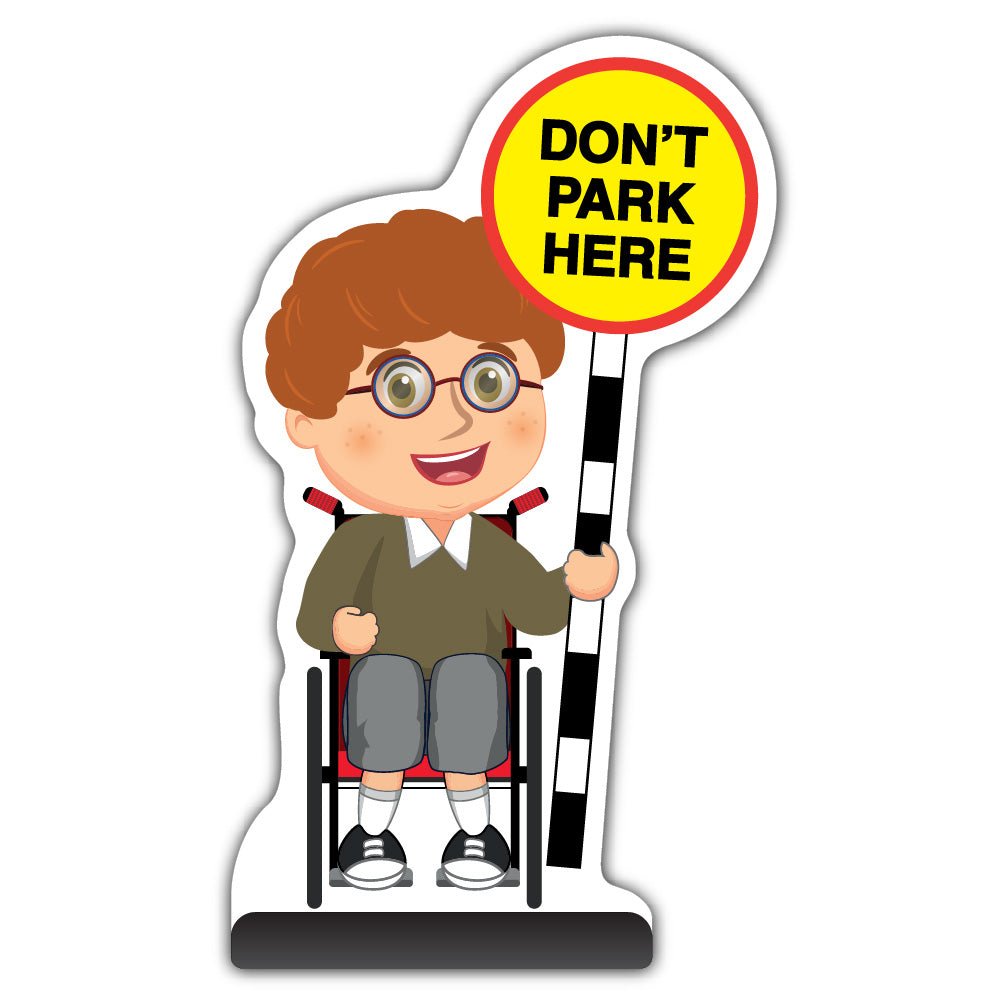 School Kid Cut Out Pavement Sign – Ben – Don’t Park Here – Brown Uniform