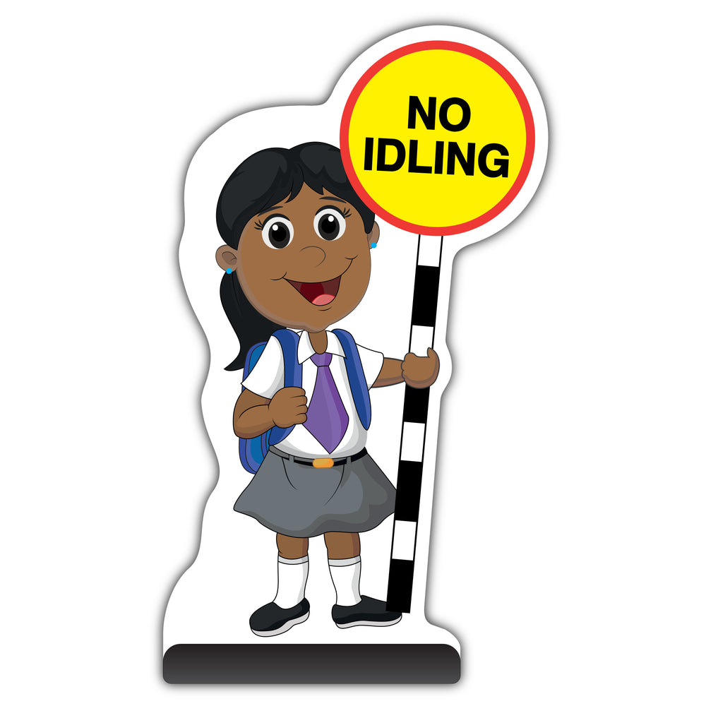 School Kid Cut Out Pavement Sign – Ruby – No Idling
