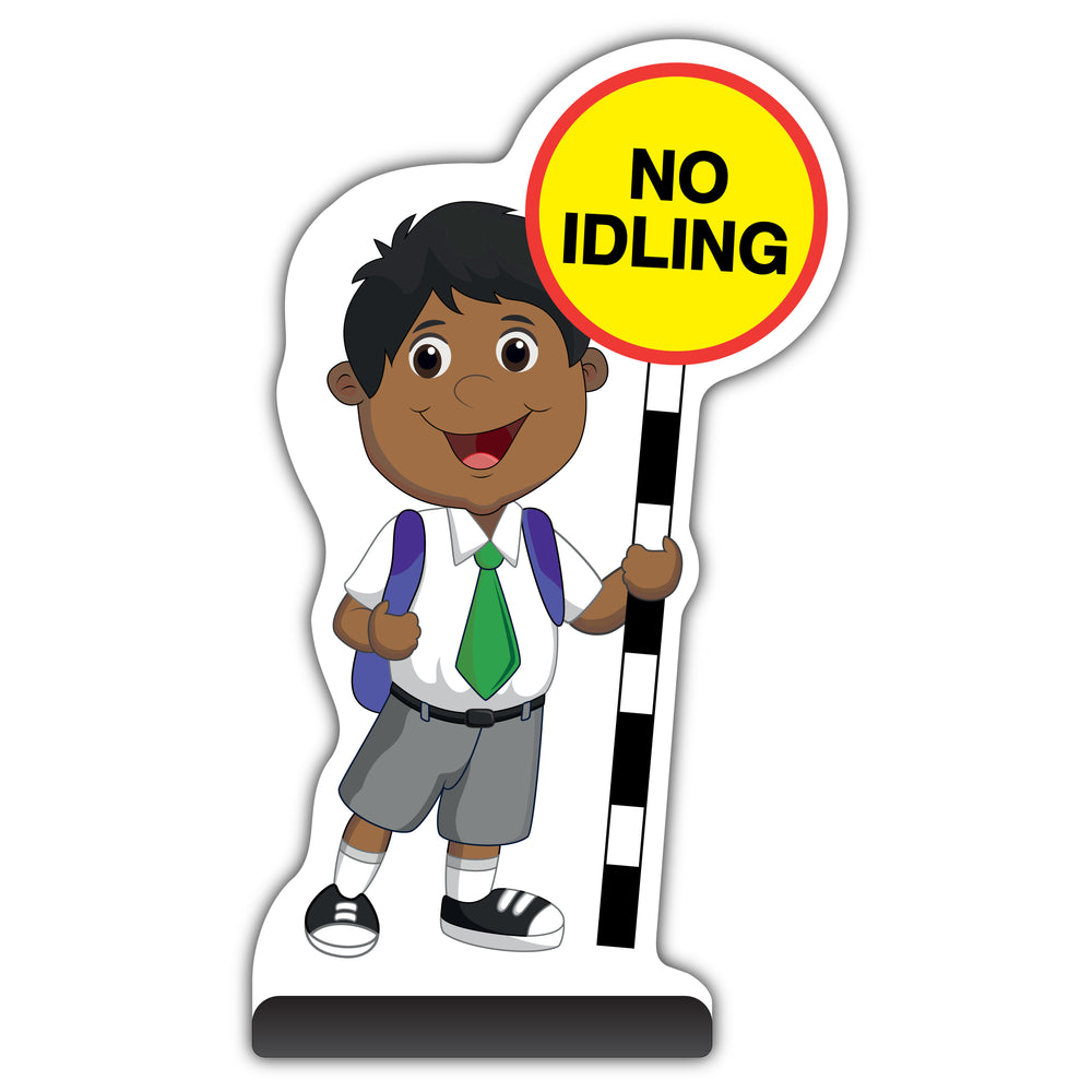 School Kid Cut Out Pavement Sign – Kamal – No Idling