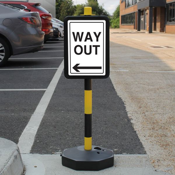 Temporary Signpost – WAY OUT – Arrow Left