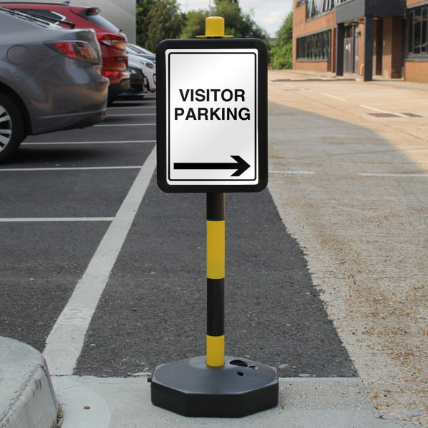 Temporary Signpost – Visitor Parking – Arrow Right