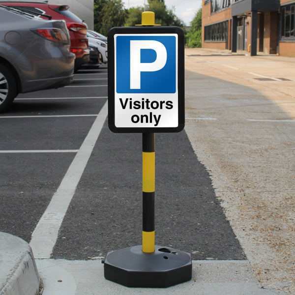 Temporary Signpost – Visitors Only – Mandatory Blue Parking