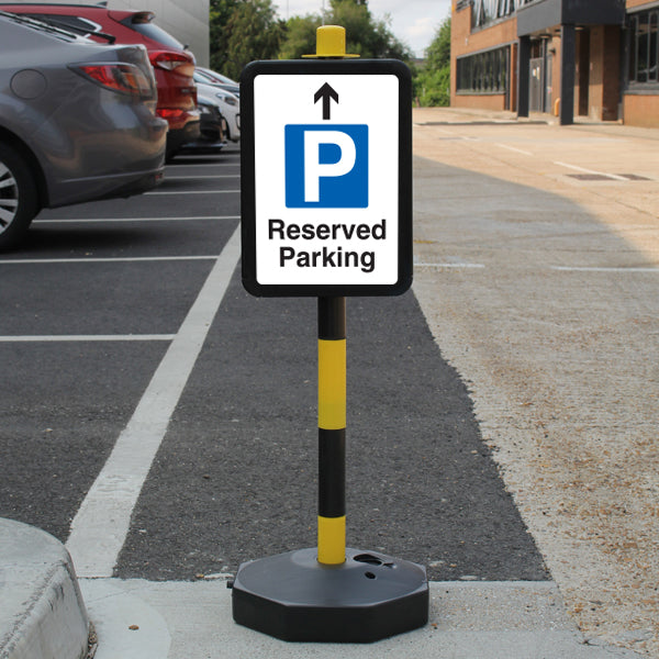 Temporary Signpost – Reserved Parking – Blue Parking – Arrow Up
