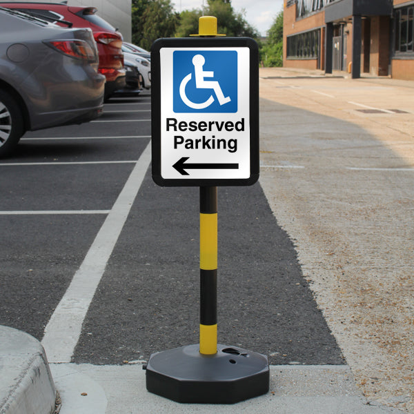 Temporary Signpost – Reserved Parking – Mandatory Disabled – Arrow Left