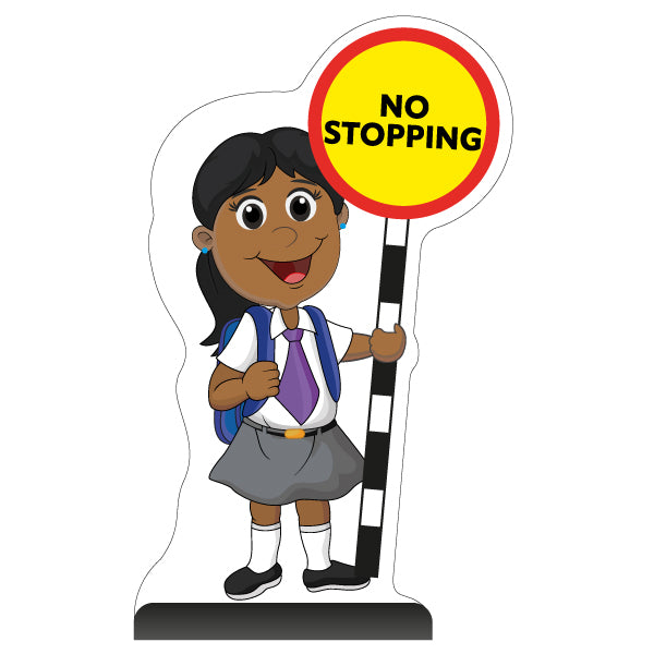 School Kid Cut Out Pavement Sign – Ruby – No Stopping