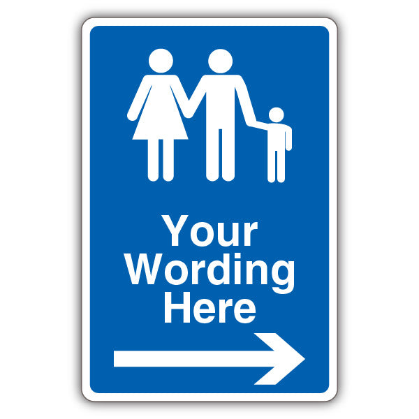 Custom – Mandatory Family Parking – Blue – Arrow Right