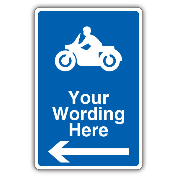 Custom – Mandatory Motorcycle Parking – Blue – Arrow Left