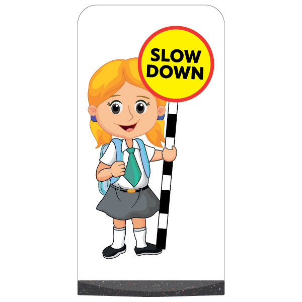 School Kid Flat Panel Pavement Sign – Jess – Slow Down