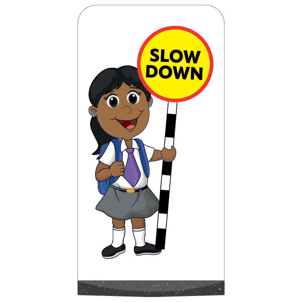 School Kid Flat Panel Pavement Sign – Ruby – Slow Down