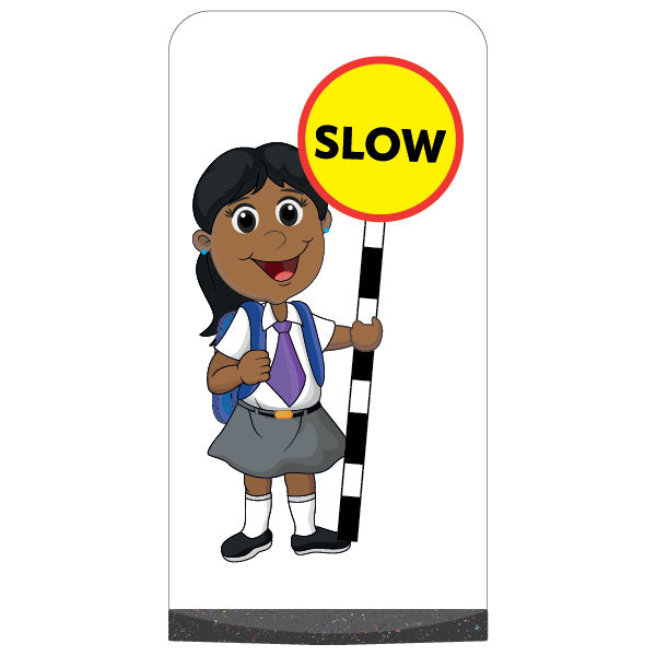 School Kid Flat Panel Pavement Sign – Ruby – Slow