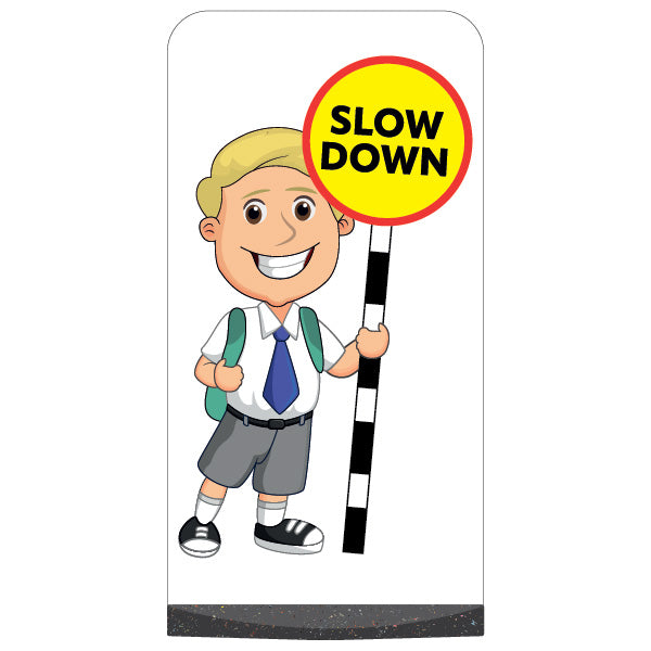 School Kid Flat Panel Pavement Sign – Finn – Slow Down