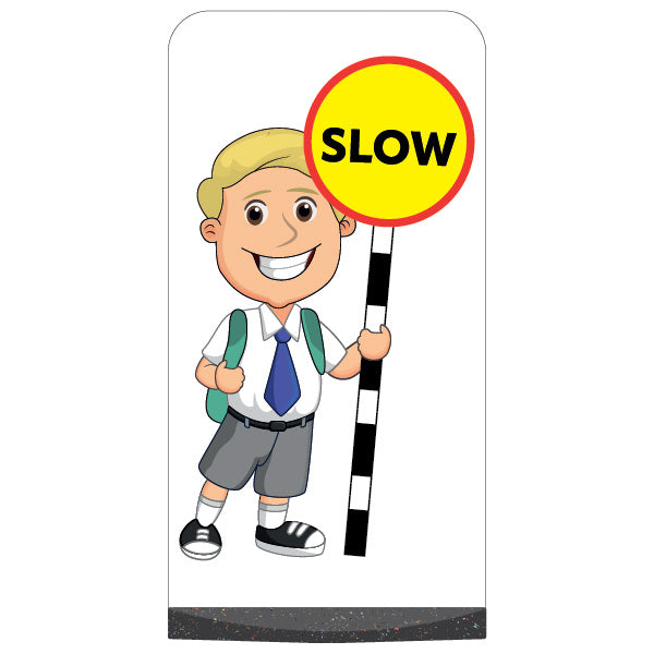 School Kid Flat Panel Pavement Sign – Finn – Slow