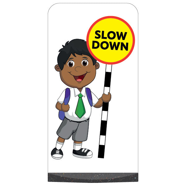 School Kid Flat Panel Pavement Sign – Kamal – Slow Down