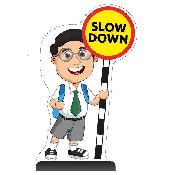 School Kid Cut Out Pavement Sign – Liam – Slow Down
