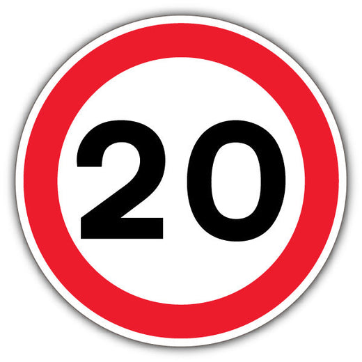 Round 20 MPH speed limit sign
