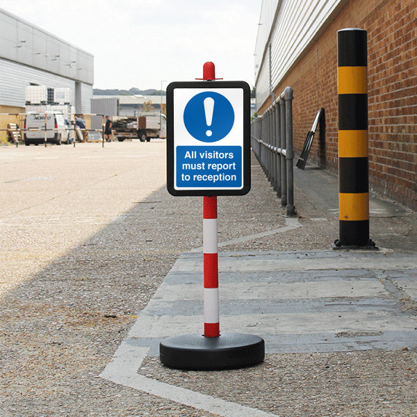 Temporary Signpost – All Visitors Must Report To Reception