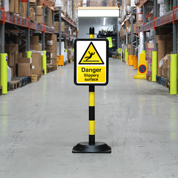 Temporary Signpost – Danger Slippery Surface