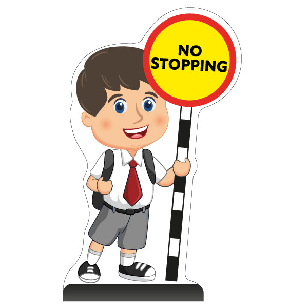 School Kid Cut Out Pavement Sign – Charlie – No Stopping