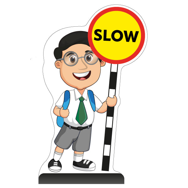 School Kid Cut Out Pavement Sign – Liam – Slow