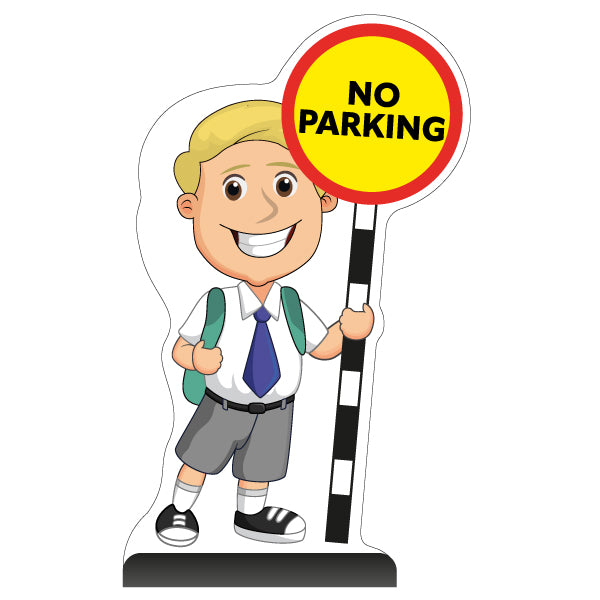 School Kid Cut Out Pavement Sign – Finn – No Parking