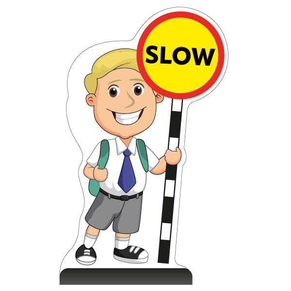 School Kid Cut Out Pavement Sign – Finn – Slow