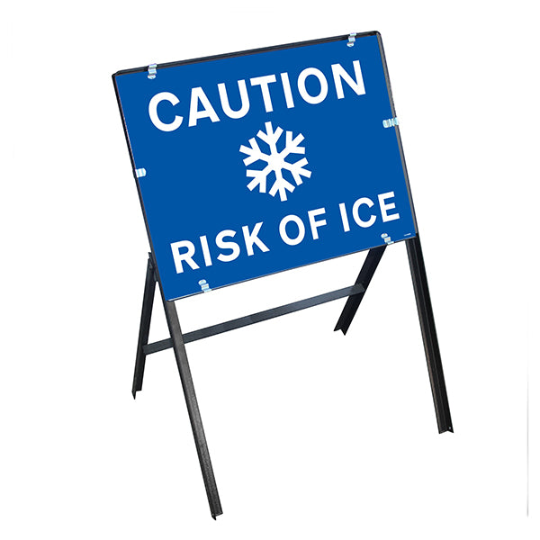 Caution Risk Of Ice with Stanchion Frame