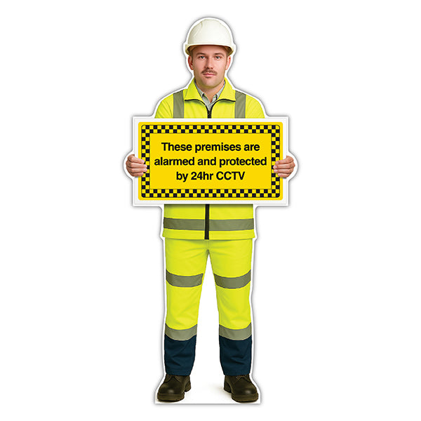 Life-Size Construction Worker Sign – John – Premises Protected By CCTV